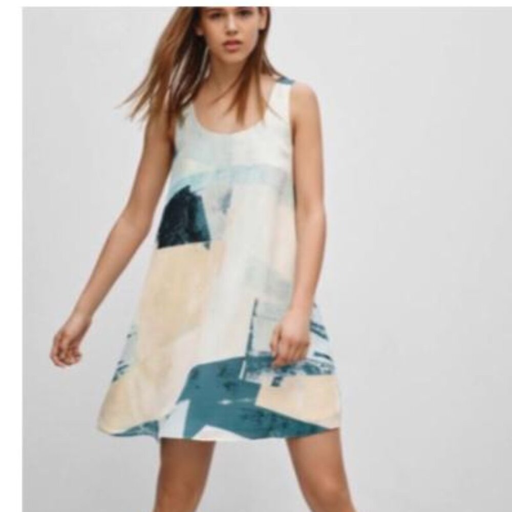 Aritzia silk colour block dress (size small)